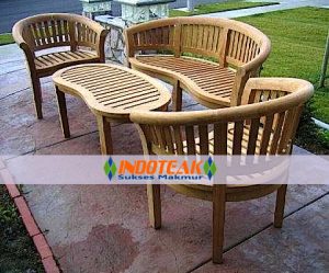 Teak Banana Round Bench